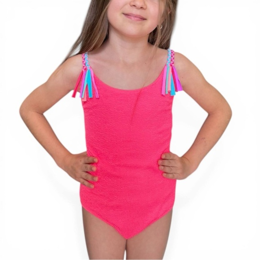 Beach Lingo One Piece Swimsuit Girls Pink Size 12 Tassel Strap